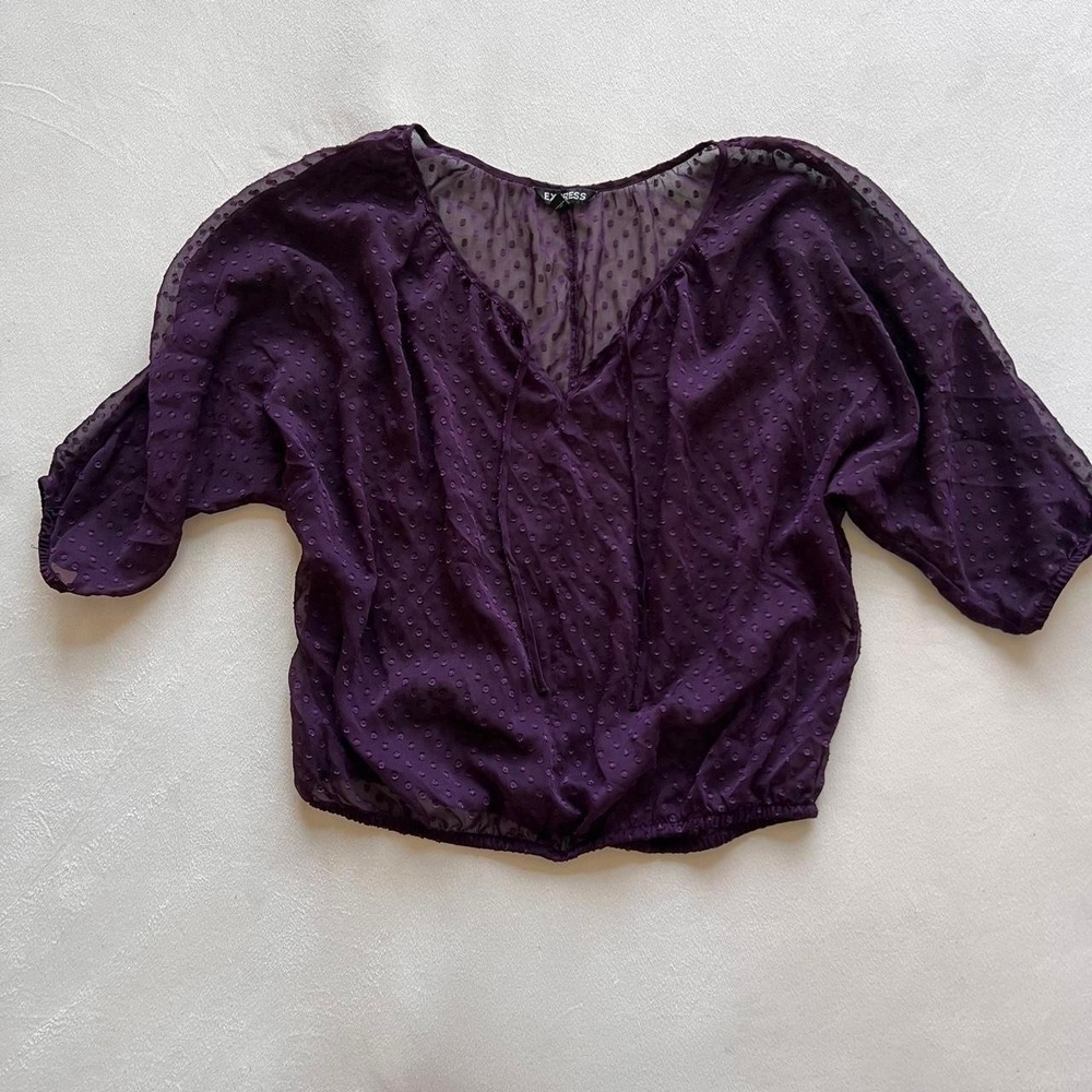 Purple Sheer Polka Dot Flowy Dark Feminine Romantic Whimsigoth Career Office